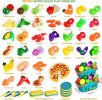 100 Pcs Play Food Set for Kids Kitchen, Pretend Food Toy for Toddlers