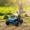 12V Childrens Ride On Truck, Battery Powered Electric Car for Kids w/ Remote Control, 4-Wheel Suspension & LED Lights, Blue