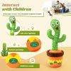 Talking and Dancing Cactus Toy, Mimics Sounds, Plays English Nursery Songs, USB Rechargeable, Soft Plush, LED Lights