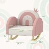 Kids Rocking Chair, Princess Crown Toddler Chair, Children's Armchair Rocker for Bedroom, Playroom, Pink