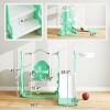 4 in 1 Toddler Slide and Swing Set for Ages 1.5-4, Toddler Playset Playground with Climber, Basketball Hoop, Green