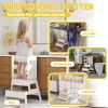 2 in 1 Toddler Tower Kitchen Helper w/ Chalkboard, Safety Rail, for Counter, Bathroom, Sink, Kitchen, White