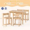 Kids Wooden Table and Chairs Set (1 Table + 4 Chairs), Rubber Wood Toddler Activity Set (Natural)