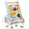 8-in-1 Wooden Baby Walker Push and Pull Learning Activity Center with Wheels for Toddlers 1+ Years Old