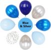 Blue and Silver Balloons, 67pcs 12 Inch Navy Blue Balloon Metallic Silver Confetti Balloons for Birthday, Graduation, Baby Shower Party Decorations
