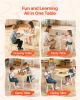 Kids Table and 2 Chairs Set, Toddler Table and Chair Set with Rounded Edge Design & Graffiti Desktop, Wooden Desk for Art, Craft, Reading, Learning