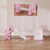 3-in-1 Toddler Slide for Age 1-3, Freestanding Kids Slide with Climber, Basketball Hoop and Ball, Giraffe Design, Pink