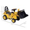 Kids Ride On Excavator Toy, Yellow Pull Cart Bulldozer with Bucket, Horn, Steering Wheel, for Toddler Fun
