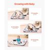 Baby Play Gym Mat, Tummy Time Mat with 6 Sensory Toys, Baby Activity Mat with 2 Touch Balls & Soft Fabric for Sensory & Motor Skill Development