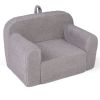Kids Foam Sofa Chair with Teddy Fleece Fabric, Lightweight Portable Toddler Couch for Ages 3+ (Gray)