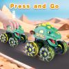 3 Pack Dinosaur Monster Truck Toys with Light-Up LED Wheels for Toddlers Kids