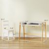 Kids Desk and Chair Set with Storage for Bedroom, School, Gift for Children Ages 3-12, White