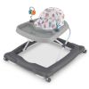 Grey Foldable Baby Walker with Detachable Tray & Shape Sorter Toys, 3-Level Height Adjustable for 6-12 Months