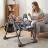Gray Baby High Chair Adjustable Height/Backrest/Footrest Foldable with Wheels