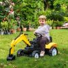 Ride-On Toy Pedal Digger Excavator, Pretend Play Construction Car with Horn, for Kids Toddlers 3+, Yellow