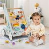 8-in-1 Wooden Baby Walker Push and Pull Learning Activity Center with Wheels for Toddlers 1+ Years Old