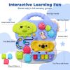 3-in-1 Baby Walker with Piano, Blocks & Game Panel - Sit-to-Stand Toddler Push Toy with Activity Table for Walking & Learning - Blue