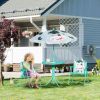 Kids Table and Chair Set, Outdoor Folding Garden Furniture, Picnic Table for Patio Backyard, with Removable & Height Adjustable Sun Umbrella