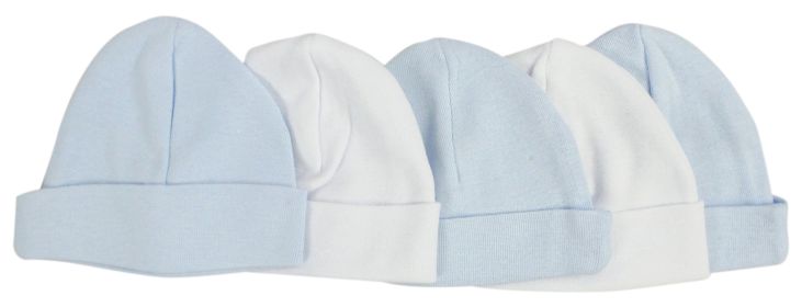 Blue & White Baby Caps (Pack of 5) (Color: Blue, size: One size)