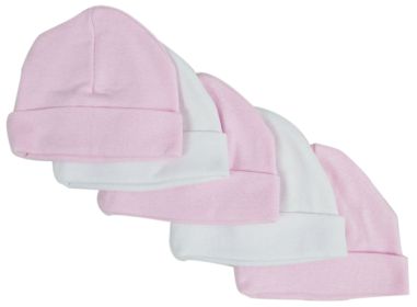 Pink & White Baby Caps (Option: Pack Of 5)
