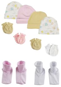 Girls Baby Caps, Booties and Mittens (Option: Pack Of 10)