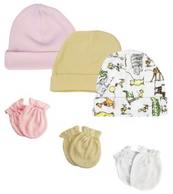 Boys Girls Caps and Mittens (Option: Pack Of 6)
