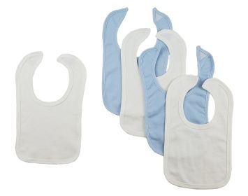 5 Baby Bibs (Color: Blue/White, size: One size)