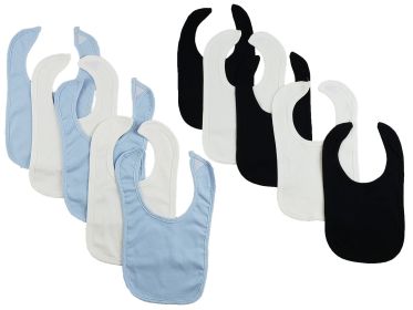 10 Baby Bibs (Color: Blue/White/Black, size: One size)