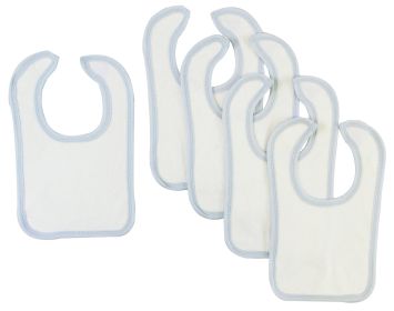 White Bib (Color: Blue Trim, Option: Pack Of 5)