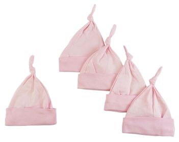 Pink Knotted Baby Cap (Option: Pack Of 5)