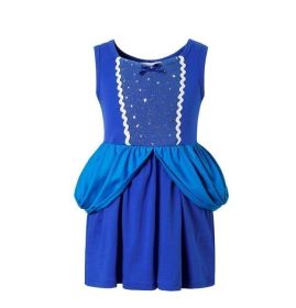 Toddler Girls' Smocked Dress Cute Blue Lace Crew Neck, Adorable Princess Party Dress (Option: 3)