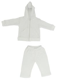 White Interlock Sweat Pants and Hoodie Set (Color: White, size: large)