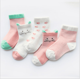 Children's Socks Pack of 5 Colors Breathable Summer Cotton Socks for Boys and Girls (Option: 2-M)