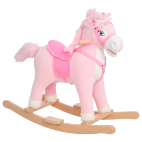 Plush Rocking Horse, Realistic Sounds, Swinging Tail, Pink, Ideal Birth Gift, Joyful Engaging, For 3 Years (Option: Pink)
