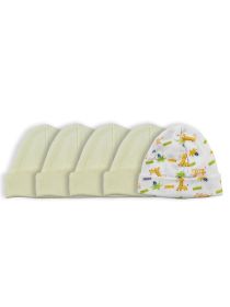 Baby Cap (Pack of 5) (Color: Yellow/Print, size: One size)