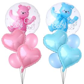 4D Transparent Baby Boy Girl Blue Pink Bubble Balloon Bear Foil Balloons Kids Birthday Gender Reveal Baby Shower Decorations (Color: 9pcs blue set, size: China)