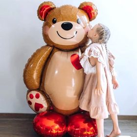 91X67cm Big Bear Foil Balloon Large Size Love Heart Wedding Decoration For Kids Birthday Party Decor Helium Globos Baby Shower (Color: 77x70cm, size: 40inch)
