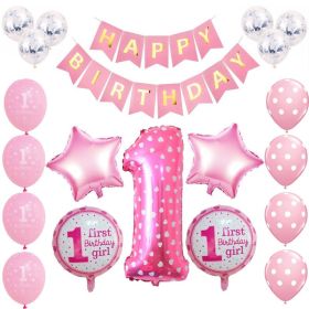 1st Birthday Party Decoration Kids Balloons Number 1 First Baloons (Color: Pink)