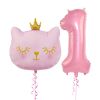 2pcs Cute Pink Number Cat Head Balloons Baby Shower Globos Kids Toy