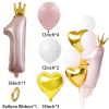 11pcs Boy Girl 1st Happy Birthday Balloons Set With Crown Number 1 Balloons Kids 1st Birthday Party Decoration DIY Crafts