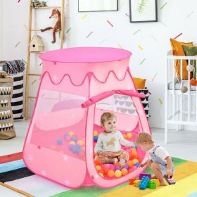 Portable Kid Play House Toy Tent with 100 Balls (Color: Pink)