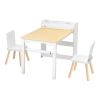 Kids Art Table and Chair Set, Toddler Craft Table with 3 Tiers Storage Cabinet, Wooden Kids Activity Play Desk with 2 Chairs