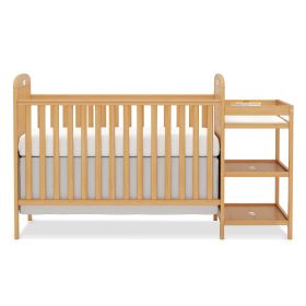 4-in-1 Convertible Baby Crib with Changing Table Combo, Wood Full Size Baby Crib, 4 Adjustable Heights, Non-Toxic Finishes (Color: Natural)