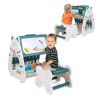 3-In-1 Double Sided Magnetic Dry-Erase Board with Stool and Flipped Writing Desktop