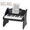 Kids Piano Keyboard, 25 Keys Wooden Digital Piano for Kids, Mini Music Educational Instrument Toy with Realistic Sound, Dual Power
