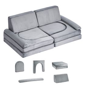 Modular Kids Play Couch, Sectional Toddler Sofa with Armrests, 28D Sponge & Short Pile (Default: Default)