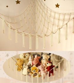 Stuffed Animal Storage Hammock or Net Corner - Large Toy Hammock Net for Stuffed Animals Room Decor - Cute Stuff Animal Organizer Plush Holder - Kids (Color: Beige)