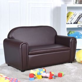 Kids Sofa Armrest Chair with Storage Function (Color: Brown)