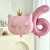 2pcs Cute Pink Number Cat Head Balloons Baby Shower Globos Kids Toy