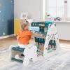 3-In-1 Double Sided Magnetic Dry-Erase Board with Stool and Flipped Writing Desktop